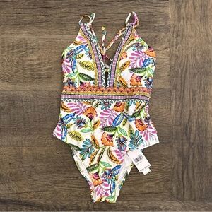 Sunshine 79 Women’s Plunge Mio One Piece Swimsuit Floral size 6